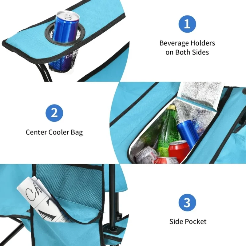 double folding camping chair with umbrella