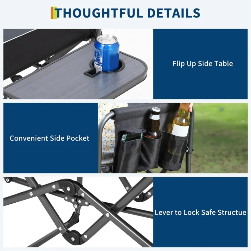 folding camp chair with dide table
