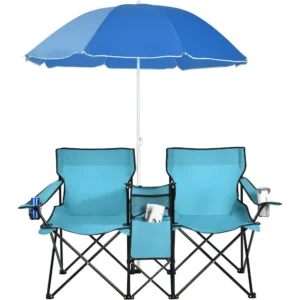 double folding camping chair with umbrella