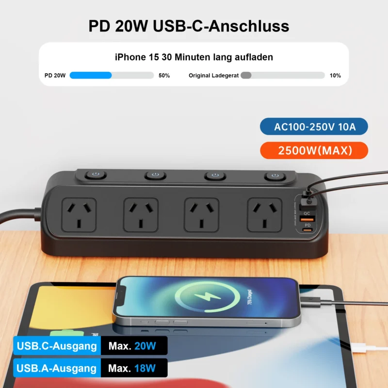 desk mountable power strip