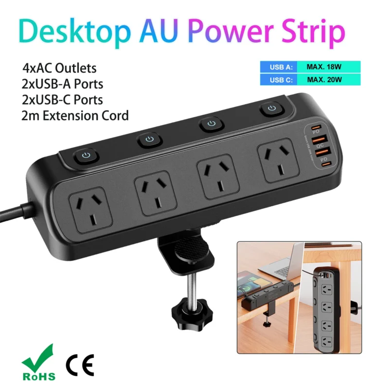desk mountable power strip