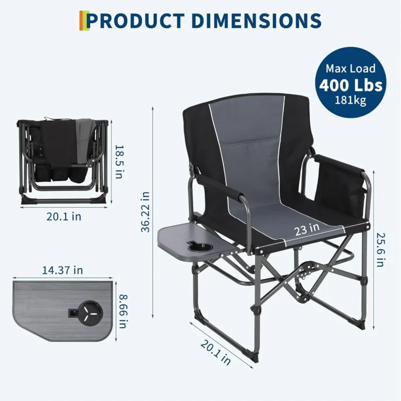 folding camp chair with dide table
