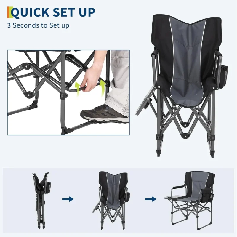 folding camp chair with dide table