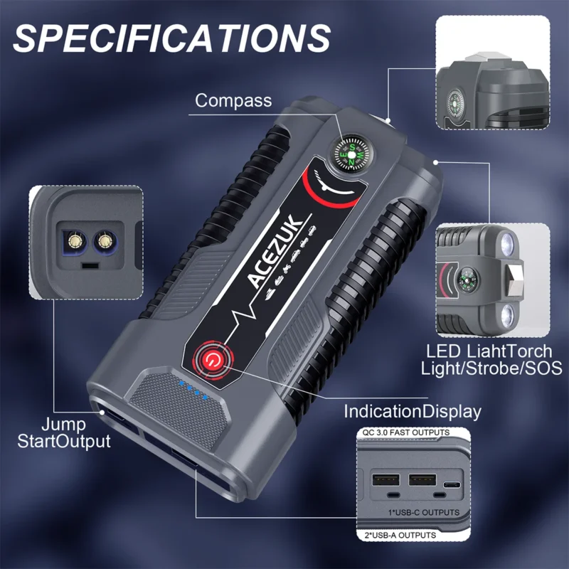 car battery charger and jump starter
